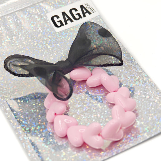 Bracelet GAGA - Only Rose & Maxi noeud Noir à Pois