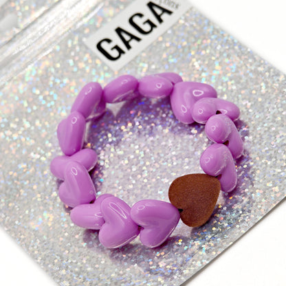 Bracelet GAGA - Only  & Coeur Velours Marron