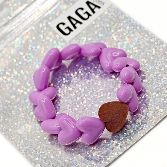 Bracelet GAGA - Only Violet & Coeur Velours Marron