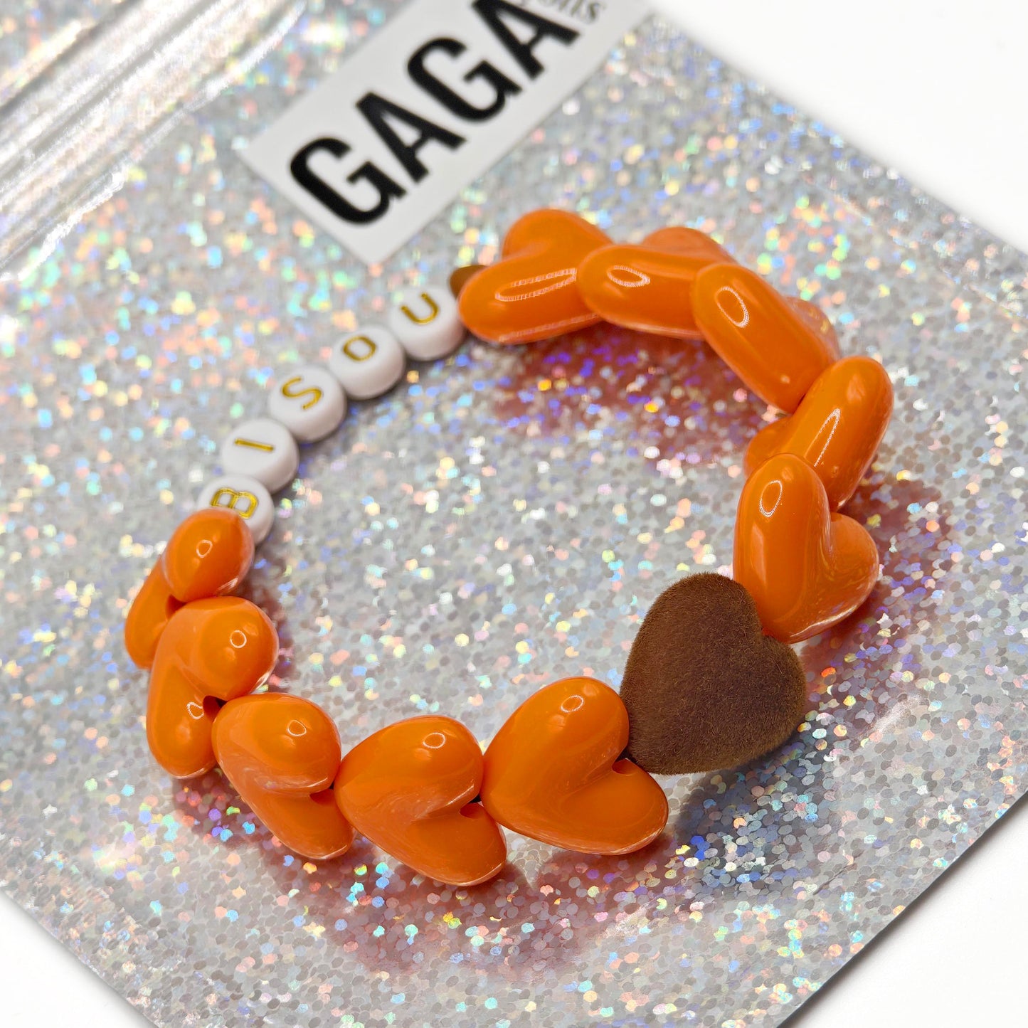 Bracelet GAGA - Maxi Orange & Maxi Velours Marron