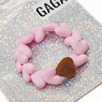 Bracelet GAGA - Only Rose & Coeur Velours Marron
