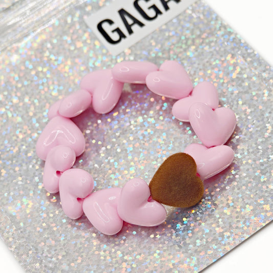 Bracelet GAGA - Only Rose & Coeur Velours Marron
