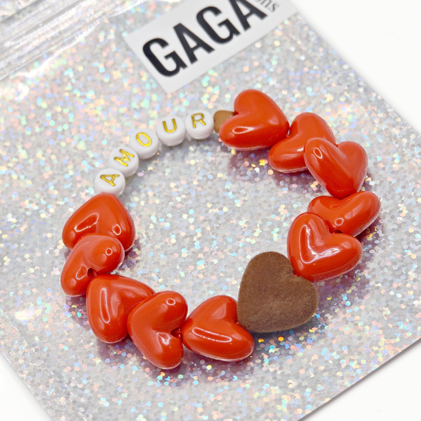 Bracelet GAGA - Maxi Rouge & Maxi Velours Marron