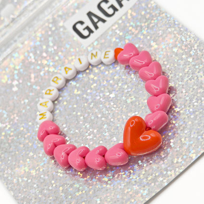Bracelet GAGA - Fuchsia & Maxi coeur rouge ❤️