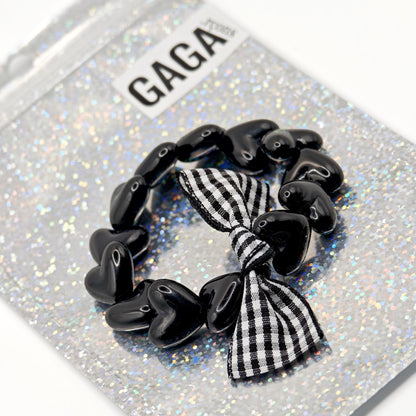 Bracelet GAGA - Only Noir & Noeud Vichy