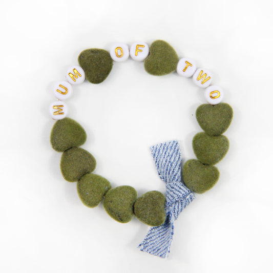 Bracelet GAGA - Kaki velours, Blanc doré & Jean