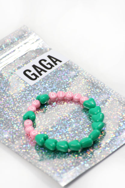 Bracelet GAGA - Vert flashy & Rose pastel