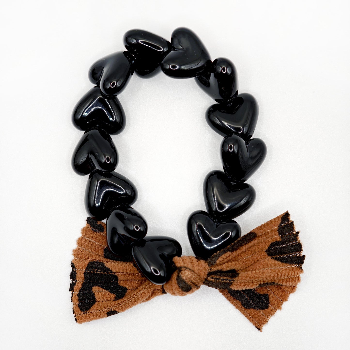 Bracelet GAGA - Only Noir & Maxi Noeud Léopard