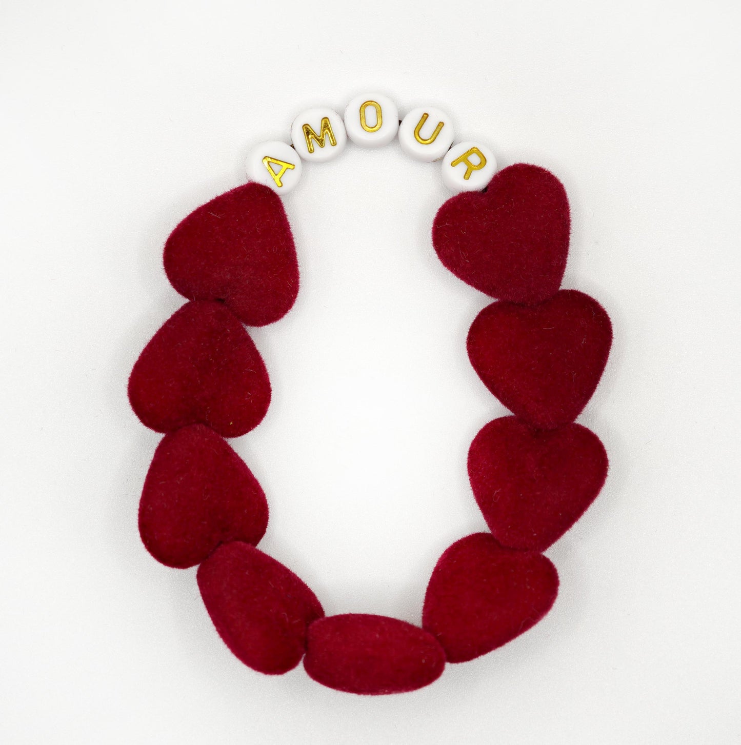 Bracelet GAGA - Maxi velours bordeaux & Blanc doré