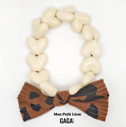 Bracelet GAGA - Only Beige & Maxi Noeud Léopard