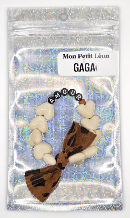 Bracelet GAGA - Beige, Noir, 🤎 & Maxi Noeud Léopard