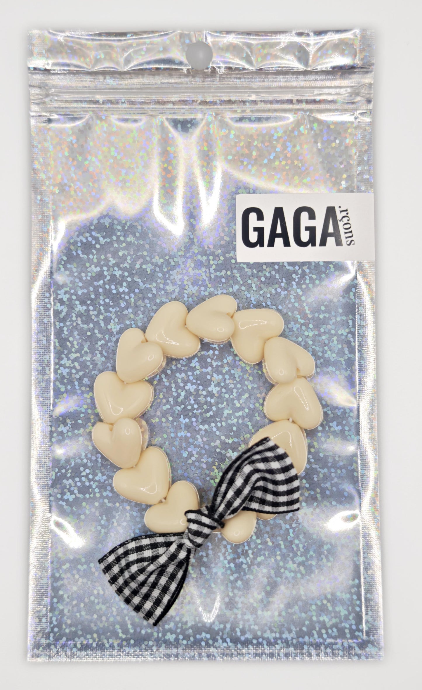 Bracelet GAGA - Only Beige & Maxi Noeud Vichy