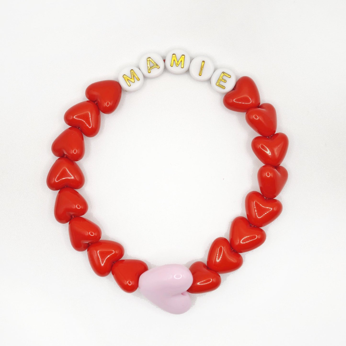 Bracelet GAGA - Rouge, Blanc doré & Maxi Rose