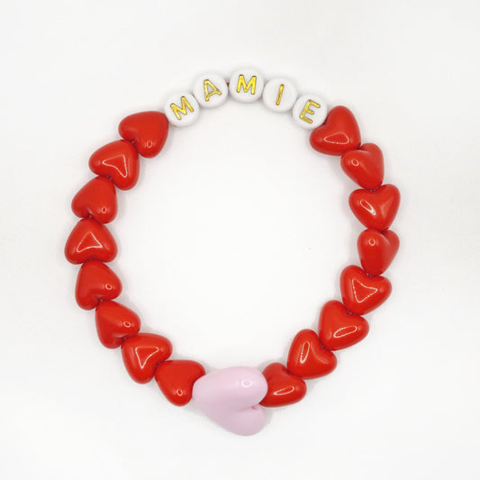 Bracelet GAGA - Rouge, Blanc doré & Maxi Rose