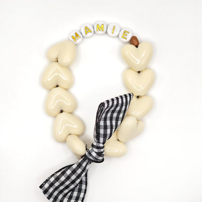 Bracelet GAGA - Maxi Beige, Blanc doré & Maxi noeud vichy