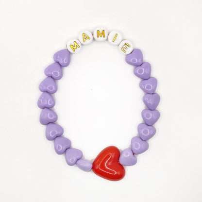 Bracelet GAGA - Lila, Blanc doré & Maxi coeur