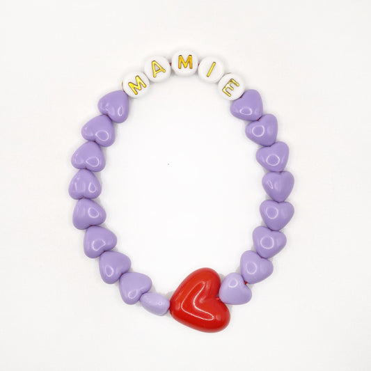 Bracelet GAGA - Lila, Blanc doré & Maxi coeur