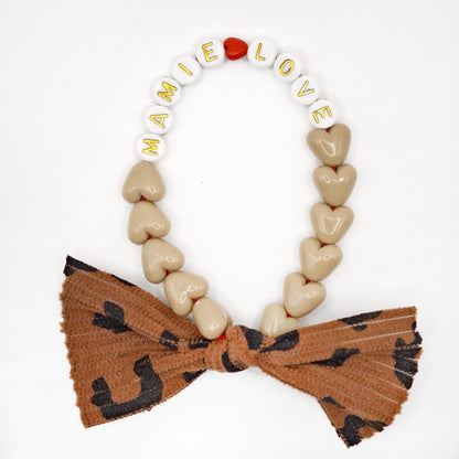 Bracelet GAGA - Café au lait, Blanc Doré, ❤️ & Maxi Noeud Léopard