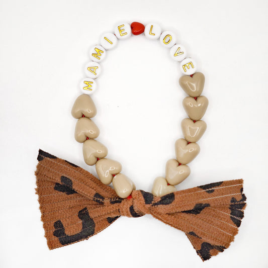 Bracelet GAGA - Café au lait, Blanc Doré, ❤️ & Maxi Noeud Léopard