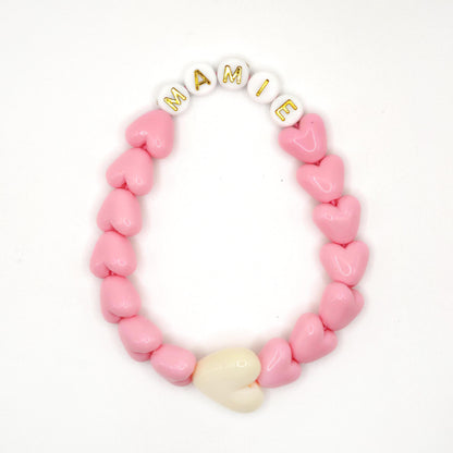 Bracelet GAGA - Rose Bonbon, Blanc doré & Maxi Beige