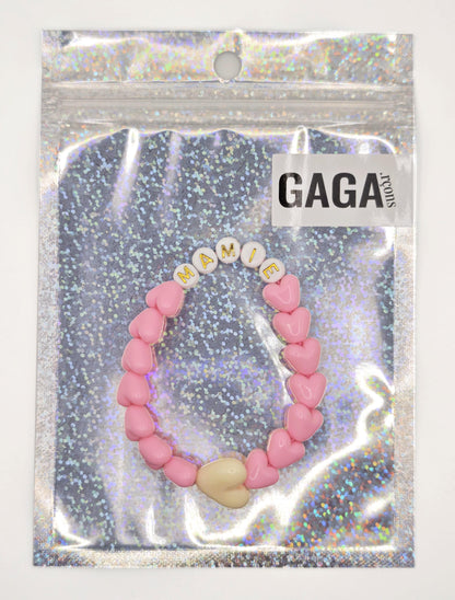Bracelet GAGA - Rose Bonbon, Blanc doré & Maxi Beige