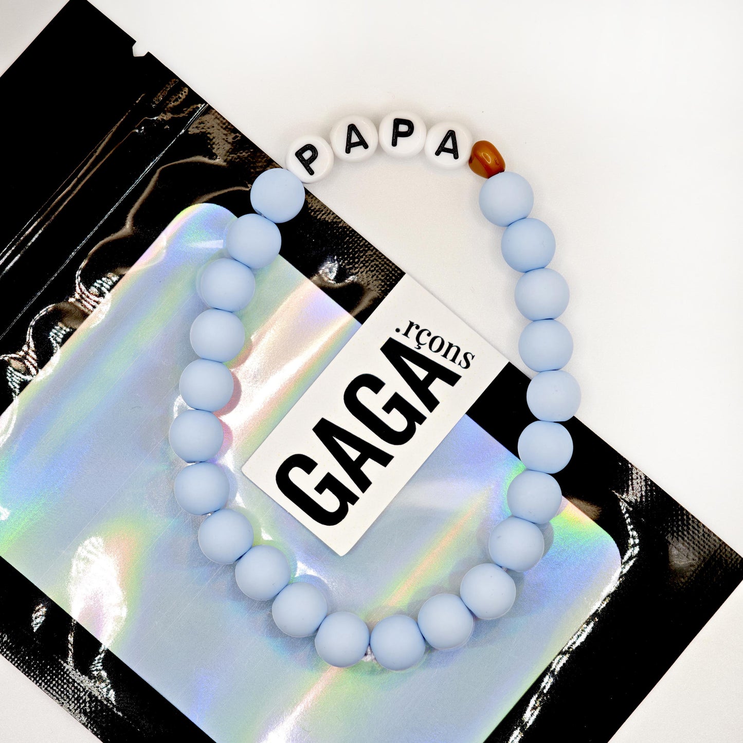 Bracelet GAGA - Bleu ciel, blanc & Mini 🤎