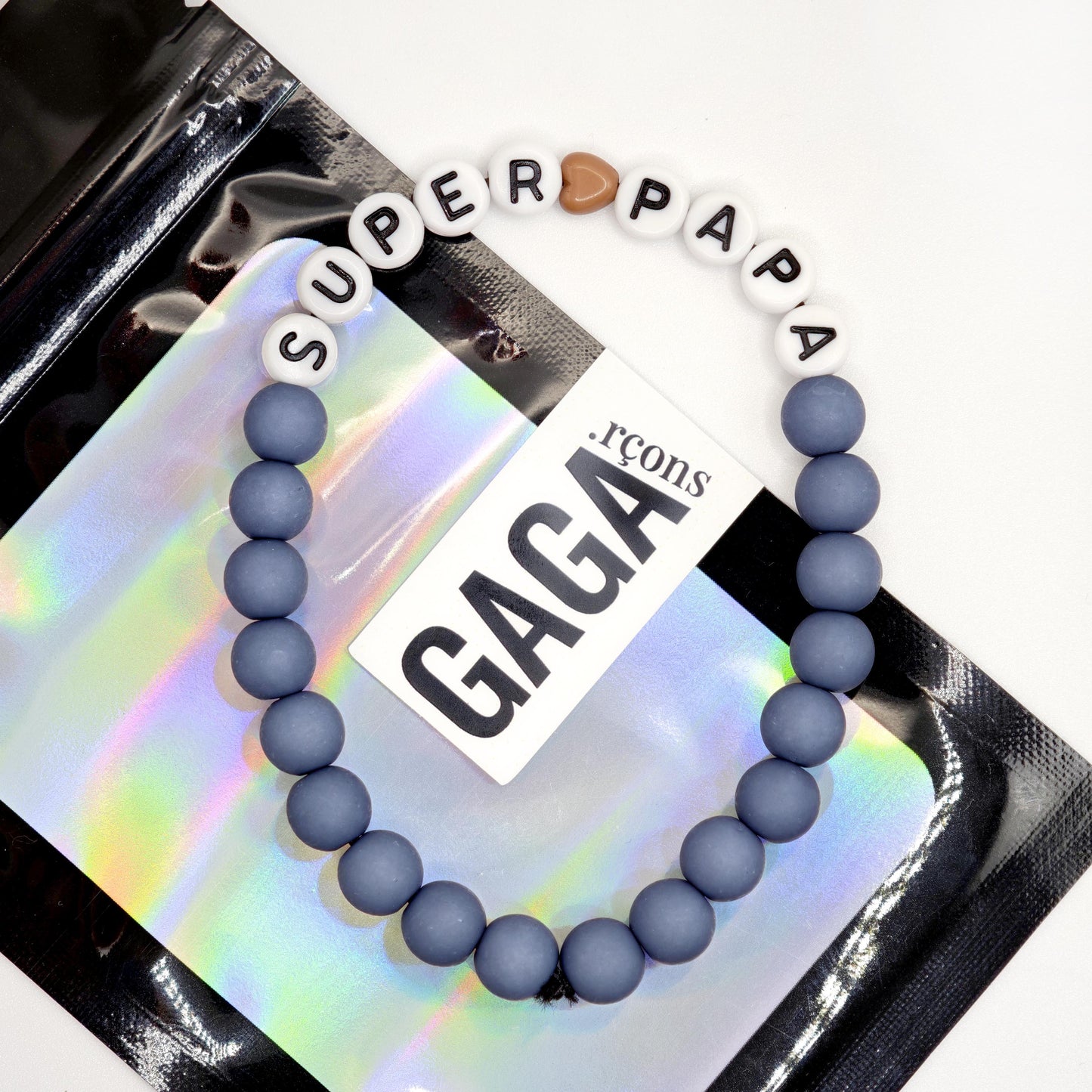 Bracelet GAGA - Bleu Jean, blanc & Mini 🤎