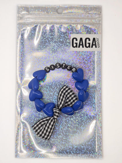Bracelet GAGA - Maxi Bleu pop & Noeud vichy