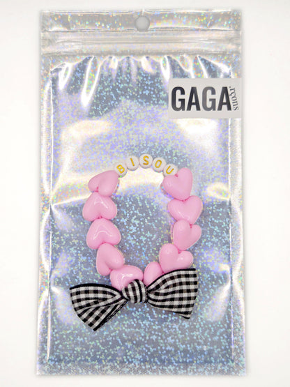 Bracelet GAGA - Maxi Rose pastel & Noeud vichy