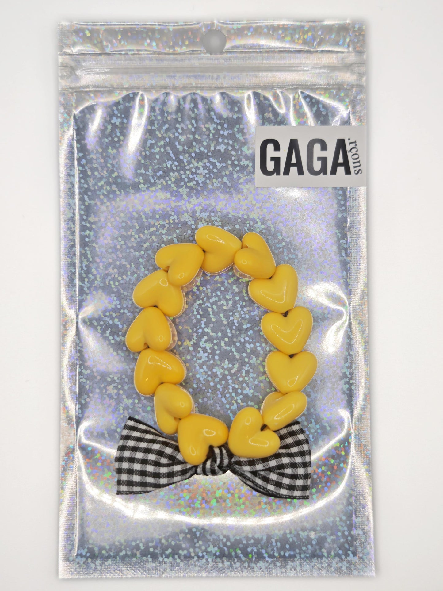 Bracelet GAGA - Only Jaune seventies & Noeud Vichy