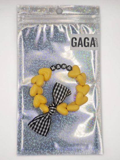 Bracelet GAGA - Maxi Jaune Seventies & Noeud vichy