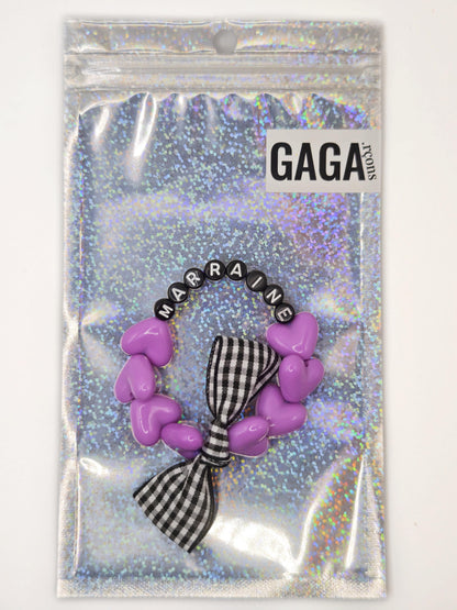 Bracelet GAGA - Maxi Violet & Noeud vichy