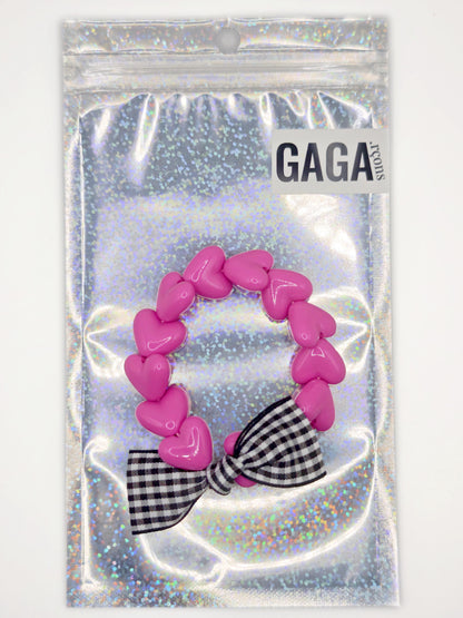 Bracelet GAGA - Only Fuchsia & Noeud Vichy