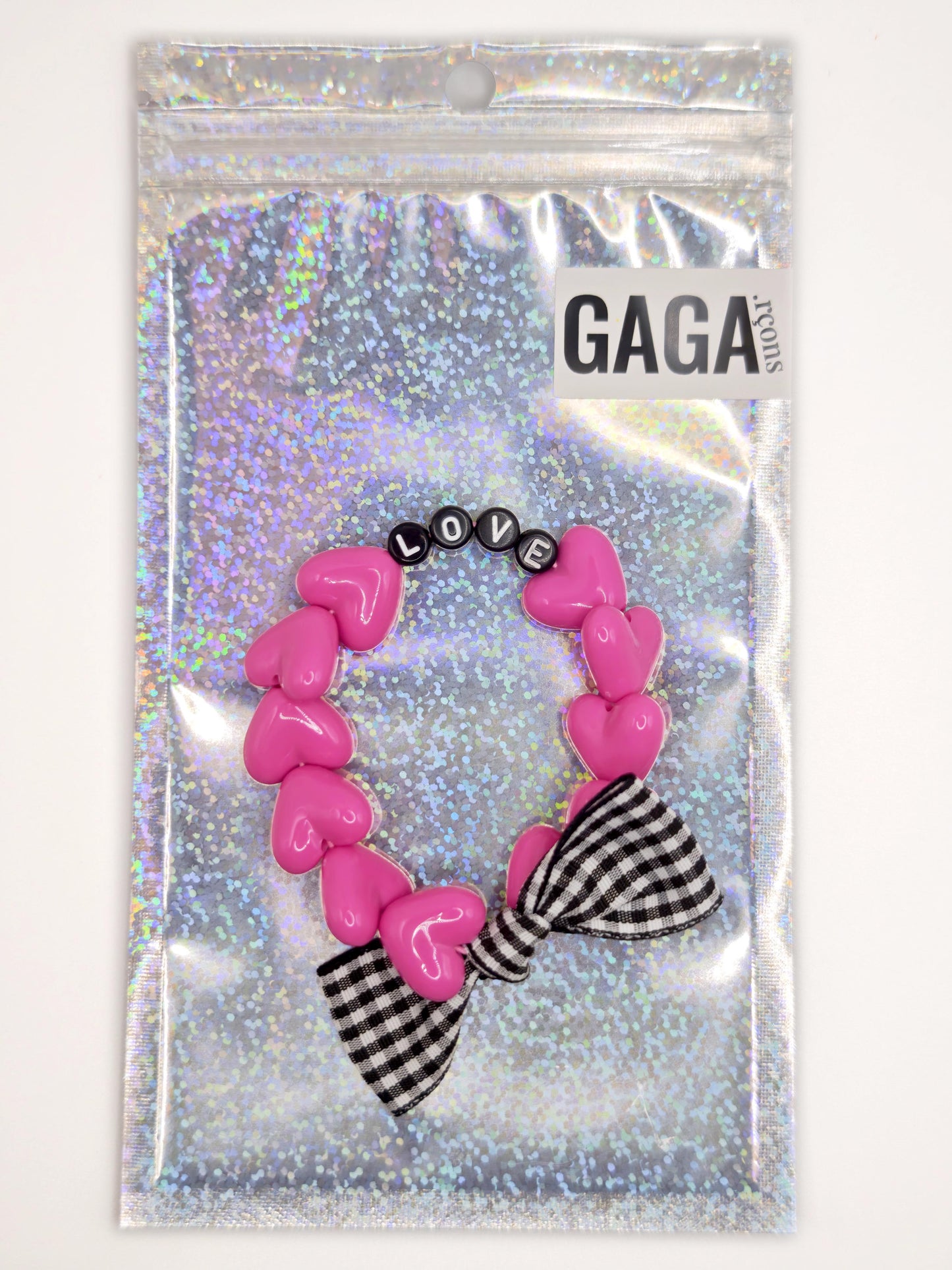 Bracelet GAGA - Maxi Fuchsia, noir & Noeud vichy