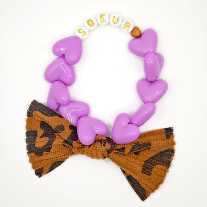 Bracelet GAGA - Maxi Violet 🤎 & Noeud Léopard