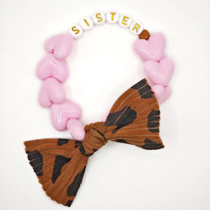 Bracelet GAGA - Maxi Rose pastel 🤎 & Noeud Léopard