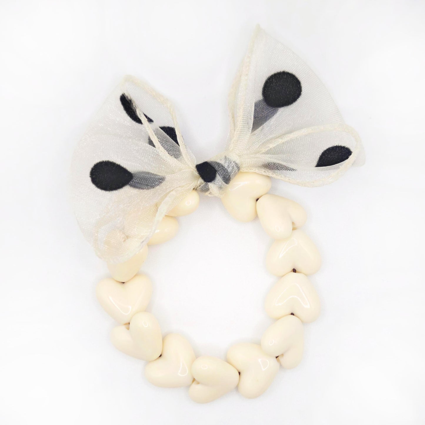 Bracelet GAGA - Only Beige & Maxi noeud Beige à Pois