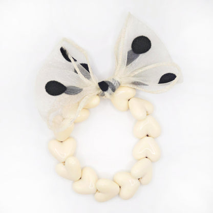 Bracelet GAGA - Only Beige & Maxi noeud Beige à Pois