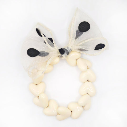 Bracelet GAGA - Only Beige & Maxi noeud Beige à Pois