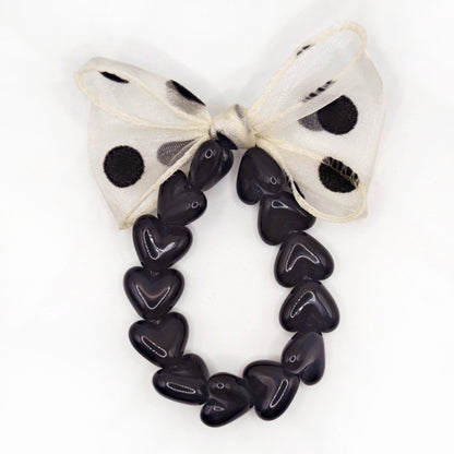 Bracelet GAGA - Only Noir & Maxi noeud Beige à Pois