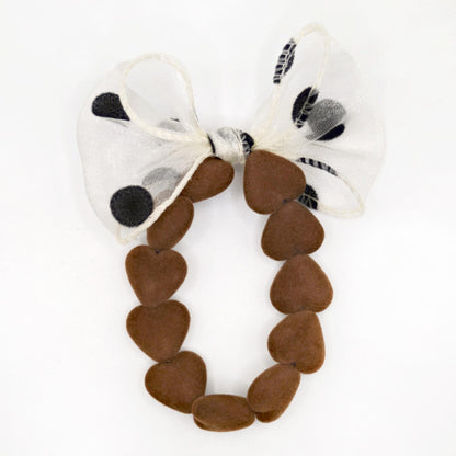 Bracelet GAGA - Only Velours Marron & Maxi noeud Beige à Pois