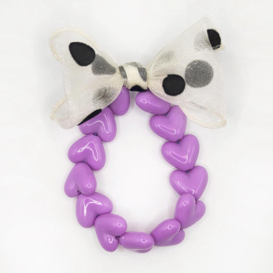 Bracelet GAGA - Only Violet & Maxi noeud Beige à Pois