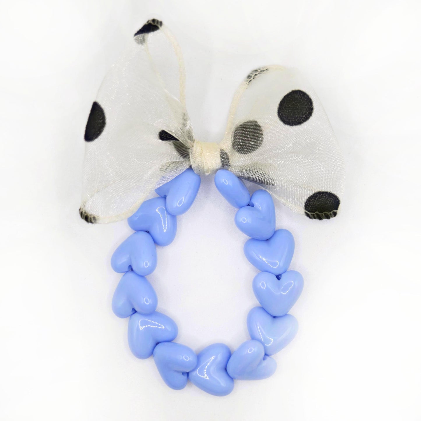 Bracelet GAGA - Only Bleu sixties & Maxi noeud Beige à Pois