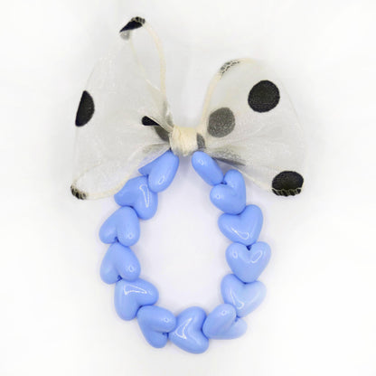 Bracelet GAGA - Only Bleu sixties & Maxi noeud Beige à Pois