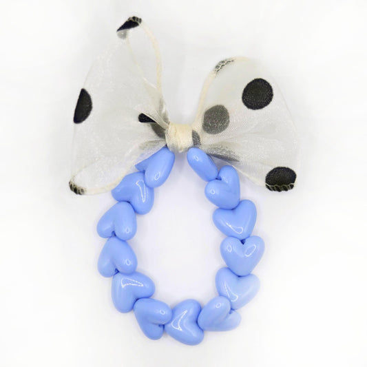 Bracelet GAGA - Only Bleu sixties & Maxi noeud Beige à Pois