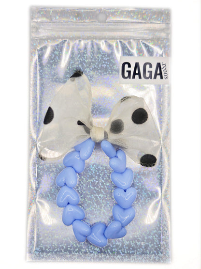 Bracelet GAGA - Only Bleu sixties & Maxi noeud Beige à Pois