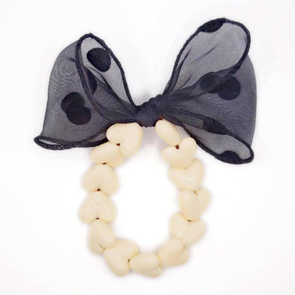 Bracelet GAGA - Only Beige & Maxi noeud Noir à Pois