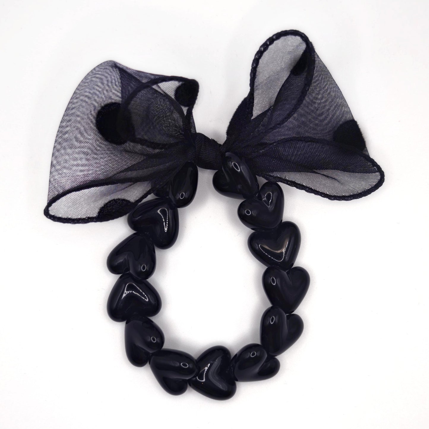 Bracelet GAGA - Only Noir & Maxi noeud Noir à Pois