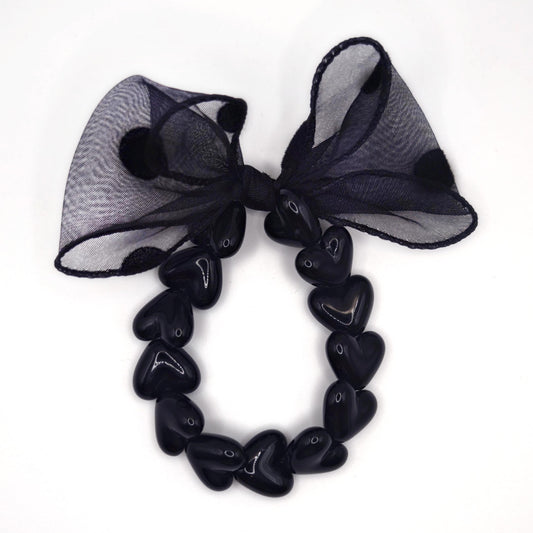 Bracelet GAGA - Only Noir & Maxi noeud Noir à Pois