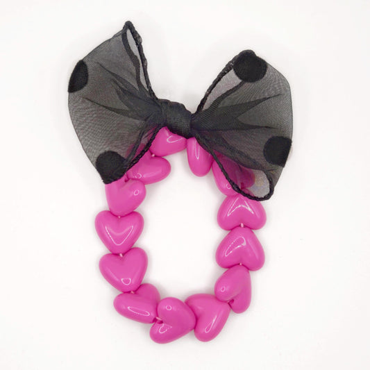 Bracelet GAGA - Only Fuchsia & Maxi noeud Noir à Pois